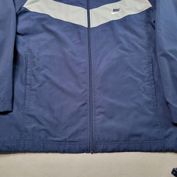 NIKE Classic Men's XXL Windbreaker Navy Gray Jacket Full Zip Lined Comfort - Picture 3 of 11